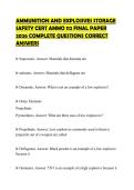 AMMUNITION AND EXPLOSIVES STORAGE SAFETY CERT AMMO 112 FINAL PAPER 2026 COMPLETE QUESTIONS CORRECT ANSWERS