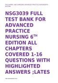 NSG3039 FULL TEST BANK FOR ADVANCED PRACTICE NURSING 6TH EDITION ALL CHAPTERS COVERED 1-16 QUESTIONS WITH HIGHLIGHTED ANSWERS &semi;LATEST UPDATE 2026&sol;2027 RATED A PLUS&emsp;
