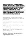 AN INTRODUCTION TO MANAGEMENT SCIENCE QUANTITATIVE APPROACHES TO DECISION MAKING 14TH EDITION DAVID ANDERSON DENNIS SWEENEY THOMAS WILLIAMS JEFFREY CAMM JAMES COCHRAN SOLUTION MANUAL WITH TEST BANK COMPREHENSIVE TEST PAPER 2026 COMPLETE ANSWERS ACCURATE