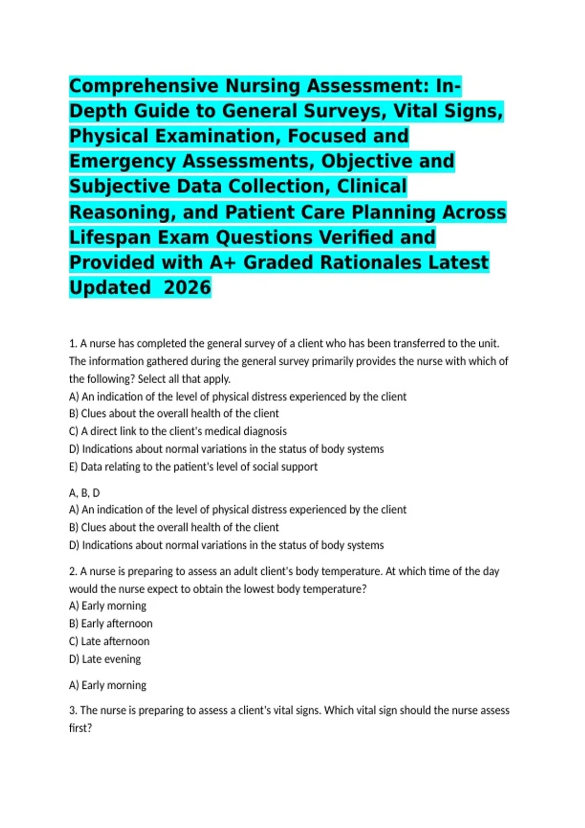 Comprehensive Nursing Assessment: In-Depth Guide to General Surveys ...