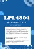 LPL4804 Assignment 1 2026 - Distinction &vert; Due August 2026