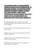 AN INTRODUCTION TO MANAGEMENT SCIENCE QUANTITATIVE APPROACHES TO DECISION MAKING 16TH EDITION DAVID ANDERSON SOLUTION MANUAL WITH TEST BANK PRACTICE SCRIPT UPDATED 2026 TESTED SOLUTIONS
