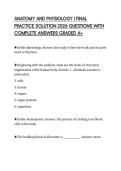 ANATOMY AND PHYSIOLOGY I FINAL PRACTICE SOLUTION 2026 QUESTIONS WITH COMPLETE ANSWERS GRADED A&plus;