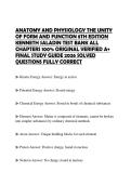 ANATOMY AND PHYSIOLOGY THE UNITY OF FORM AND FUNCTION 8TH EDITION KENNETH SALADIN TEST BANK ALL CHAPTERS 100&percnt; ORIGINAL VERIFIED A&plus; FINAL STUDY GUIDE 2026 SOLVED QUESTIONS FULLY CORRECT