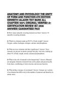 ANATOMY AND PHYSIOLOGY THE UNITY OF FORM AND FUNCTION 8TH EDITION KENNETH SALADIN TEST BANK ALL CHAPTERS 100&percnt; ORIGINAL VERIFIED A&plus; CERTIFICATION REVIEW SET 2026 ANSWERS GUARANTEED PASS
