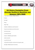 GA History Exemption Exam &lpar;Georgia Southern&rpar; Questions and Answers 100&percnt; PASS