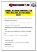 Georgia History Exemption Exam Questions and Answers 100&percnt; PASS