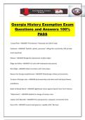 Georgia History Exemption Exam Questions and Answers 100&percnt; PASS