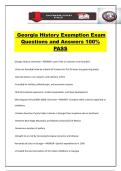 Georgia History Exemption Exam Questions and Answers 100&percnt; PASS