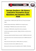 Georgia Southern- GA History LGeorgia Southern- GA History Legislative Exemption Exam Questions and Answers 100&percnt; PASSegislative Exemption Exam Questions and Answers 100&percnt; PASS