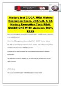 History test 2 UGA&comma; UGA History Exemption Exam&comma; UGA U&period;S&period; & GA History Exemption Test&colon; REAL QUESTIONS WITH Answers 100&percnt; PASS