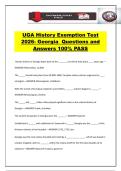 UGA History Exemption Test 2026- Georgia Questions and Answers 100&percnt; PASS