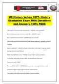 US History before 1877- History Exemption Exam UGA Questions and Answers 100&percnt; PASS