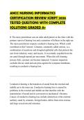 ANCC NURSING INFORMATICS CERTIFICATION REVIEW SCRIPT 2026 TESTED QUESTIONS WITH COMPLETE SOLUTIONS GRADED A&plus;