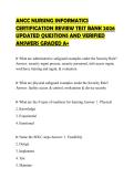 ANCC NURSING INFORMATICS CERTIFICATION REVIEW TEST BANK 2026 UPDATED QUESTIONS AND VERIFIED ANSWERS GRADED A&plus;