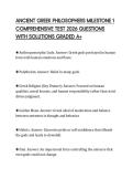 ANCIENT GREEK PHILOSOPHERS MILESTONE 1 COMPREHENSIVE TEST 2026 QUESTIONS WITH SOLUTIONS GRADED A&plus;