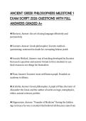 ANCIENT GREEK PHILOSOPHERS MILESTONE 1 EXAM SCRIPT 2026 QUESTIONS WITH FULL ANSWERS GRADED A&plus;