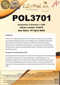 POL3701 Assignment 2 &lpar;COMPLETE ANSWERS&rpar; Semester 1 2026 &lpar;279370&rpar; - DUE 7 April 2026