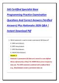 SAS Certified Specialist Base  Programming Practice Examination  Questions And Correct Answers &lpar;Verified  Answers&rpar; Plus Rationales 2026 Q&A &vert;  Instant Download Pdf