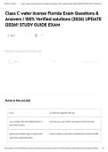 Class C water license Florida Exam Questions & Answers &vert; 100&percnt; Verified solutions &lpar;2026&rpar; UPDATE &vert;2026&excl;&excl; STUDY GUIDE EXAM