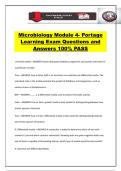 Microbiology Module 4- Portage Learning Exam Questions and Answers 100&percnt; PASS