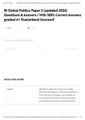 IB Global Politics Paper 2 &lpar;updated 2026&rpar; Questions & Answers &vert; With 100&percnt; Correct Answers graded A&plus; Guaranteed Success&excl;&excl;