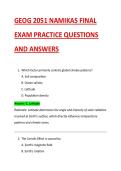 GEOG 2051 NAMIKAS FINAL  EXAM PRACTICE QUESTIONS  AND ANSWERS 