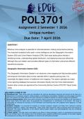 POL3701 Assignment 2 &lpar;ANSWERS&rpar; Semester 1 2026 - DISTINCTION GUARANTEED