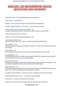 GEOLOGY 101 METAMORPHIC ROCKS QUESTIONS AND ANSWERS