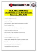 ASCP Molecular Biology Certification Exam Questions and Answers 100&percnt; PASS