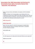 Immunization Final&comma; APhA Immunization And Final Exam F2&comma;  Immunization Exam &lpar;Apha&rpar;&comma; Vaccination Seminar Post-  Assessment&comma; Post Assessment 