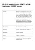 BIOL 2260 Fungi and Lichen UPDATED ACTUAL  Questions and CORRECT Answers