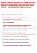 INTRO TO AUDIOLOGY EXAM 2 PRACTICE  EXAM MOST RECENT  EXAM ACTUAL COMPREHENSIVE FREQUENTLY MOST TESTED REAL EXAM  QUESTIONS AND CORRECT ANSWERS &lpar;VERIFIED SOLUTIONS&rpar; ALREADY  GRADED A&plus; &vert; GUARANTEED SUCCESS&excl;&excl; NEWEST EXAM 2026 -2027 