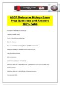 ASCP Molecular Biology Certification Exam Questions and Answers 100&percnt; PASS