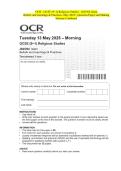 OCR - GCSE &lpar;9&ndash;1&rpar; Religious Studies - J625&sol;02 Islam Beliefs and teachings & Practices- May 2025- Question Paper and Making Scheme Combined