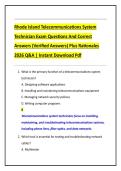 Rhode Island Telecommunications System  Technician Exam Questions And Correct  Answers &lpar;Verified Answers&rpar; Plus Rationales  2026 Q&A &vert; Instant Download Pdf