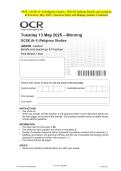 OCR - GCSE &lpar;9-1&rpar; Religious Studies - J625&sol;03 Judaism Beliefs and teachings & Practices- May 2025- Question Paper and Making Scheme Combined