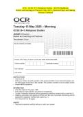 OCR - GCSE &lpar;9-1&rpar; Religious Studies - J625&sol;04 Buddhism Beliefs and teachings & Practices- May 2025- Question Paper and Making Scheme Combined