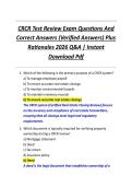 CRCR Test Review Exam Questions And  Correct Answers &lpar;Verified Answers&rpar; Plus  Rationales 2026 Q&A &vert; Instant  Download Pdf