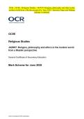 OCR - GCSE - Religious Studies - J625&sol;07&colon; Religion&comma; philosophy and ethics in the modern world from a Muslim perspective- June 2025- Question Paper and Making Scheme Combined