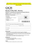 OCR - GCSE &lpar;9-1&rpar; Chemistry B &lpar;Twenty First Century Science&rpar;- J258&sol;03 Breadth in Chemistry &lpar;Higher Tier&rpar;- June 2025 - Question Paper and Making Scheme Combined