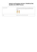 Anatomy and Physiology Lab Exam 1 UPDATED ACTUAL  Questions and CORRECT Answers 