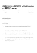 BIOL 235 Midterm 2 UPDATED ACTUAL Questions  and CORRECT Answers