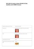 BIOL 2224 Circulatory System UPDATED ACTUAL  Questions and CORRECT Answers