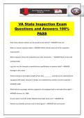 VA State Inspection Exam Questions and Answers 100&percnt; PASS