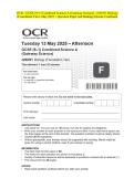 OCR - GCSE &lpar;9&ndash;1&rpar; Combined Science A &lpar;Gateway Science&rpar; - J250&sol;01 Biology &lpar;Foundation Tier&rpar;- May 2025 - Question Paper and Making Scheme Combined