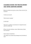 COLORADO NOTARY TEST PRACTICE REVIEW 2026 TESTED QUESTIONS ANSWERS