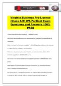 Virginia Business Pre-License &lpar;Class A&sol;B&rpar; &lpar;VA Portion&rpar; Exam Questions and Answers 100&percnt; PASS