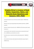 Virginia Driver's License & Road Safety&colon; Inspection&comma; Rules&comma; and Hazards Exam Questions and Answers 100&percnt; PASS