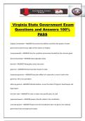 Virginia State Government Exam Questions and Answers 100&percnt; PASS